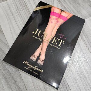 Honey Birdette Juliet Hot Pink Hearts Stay Up Stockings Size L